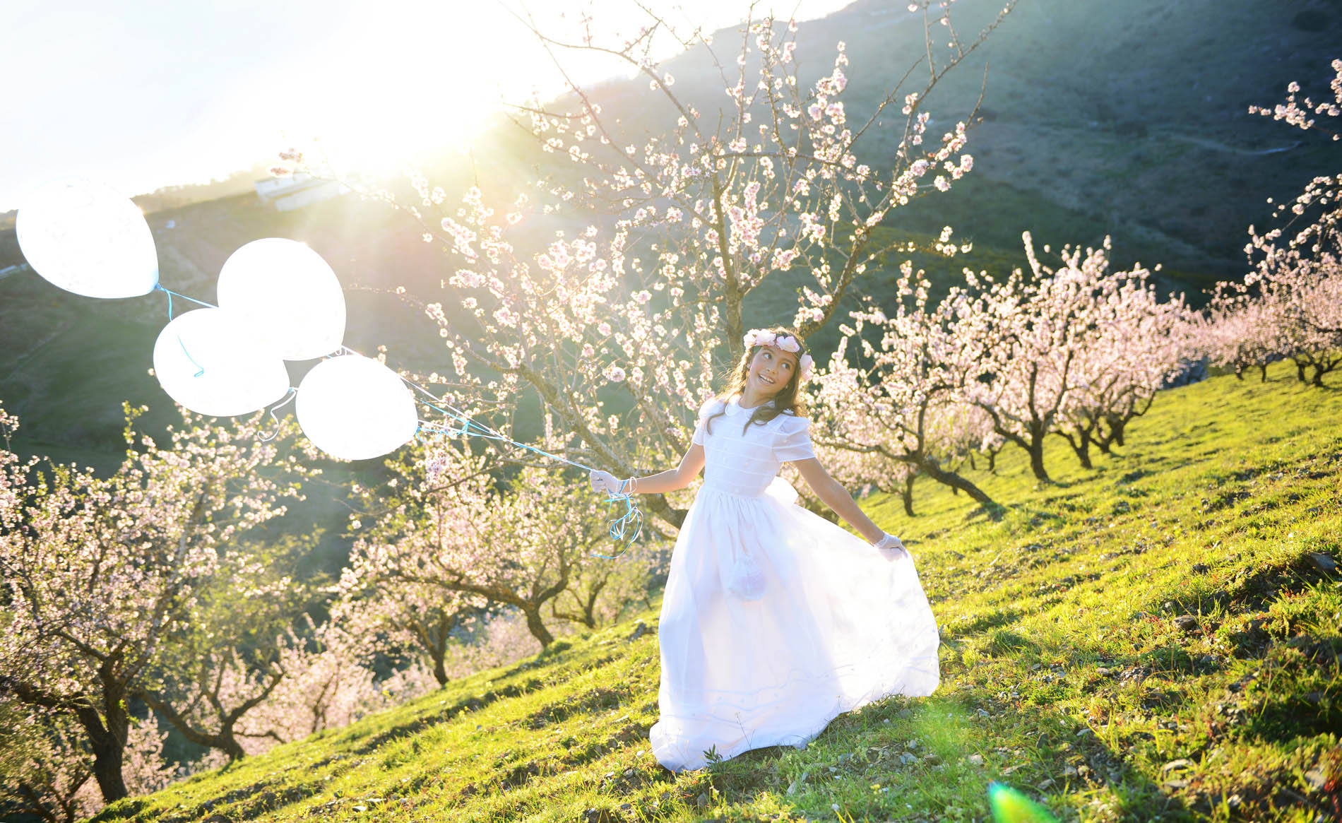 reportajes comunion exterior con globos